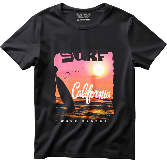 Тениска с щампа на Surf California, 100% памук, произведена в България