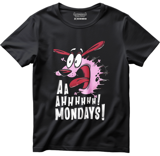 Тениска с щампа на "Aahh Mondays" Courage the Cowardly Dog, 100% памук, произведена в България