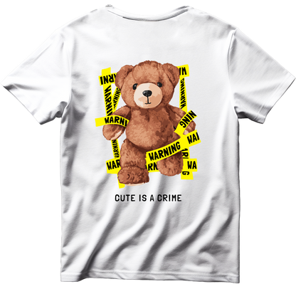 Тениска с щампа на Teddy Bear Cute Is Crime, 100% памук, произведена в България