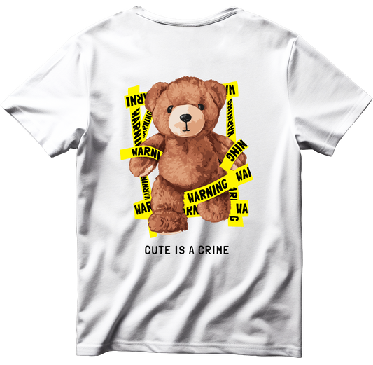 Тениска с щампа на Teddy Bear Cute Is Crime, 100% памук, произведена в България