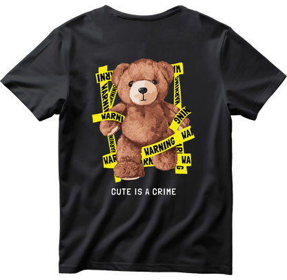 Тениска с щампа на Teddy Bear Cute Is Crime, 100% памук, произведена в България