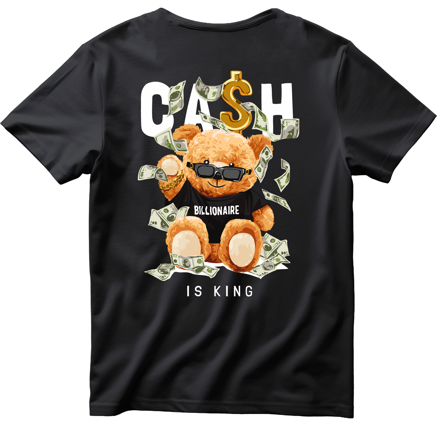 Тениска с щампа на Teddy Bear Cash Is King, 100% памук, произведена в България