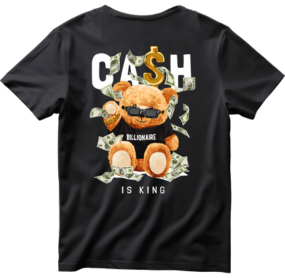 Тениска с щампа на Teddy Bear Cash Is King, 100% памук, произведена в България