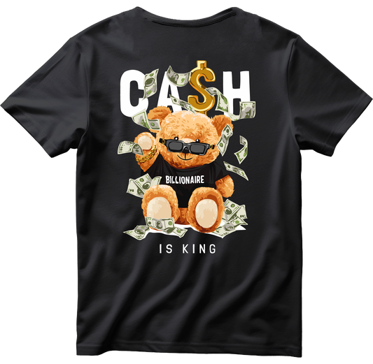 Тениска с щампа на Teddy Bear Cash Is King, 100% памук, произведена в България