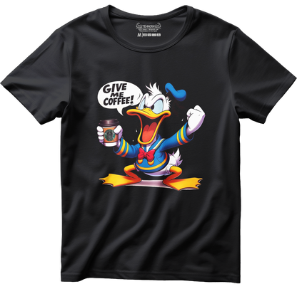 Тениска с щампа на Donald Duck Give Me Coffee, 100% памук, произведена в България