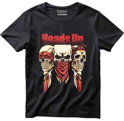 Тениска с щампа на Heads Up Skulls, 100% памук, произведена в България